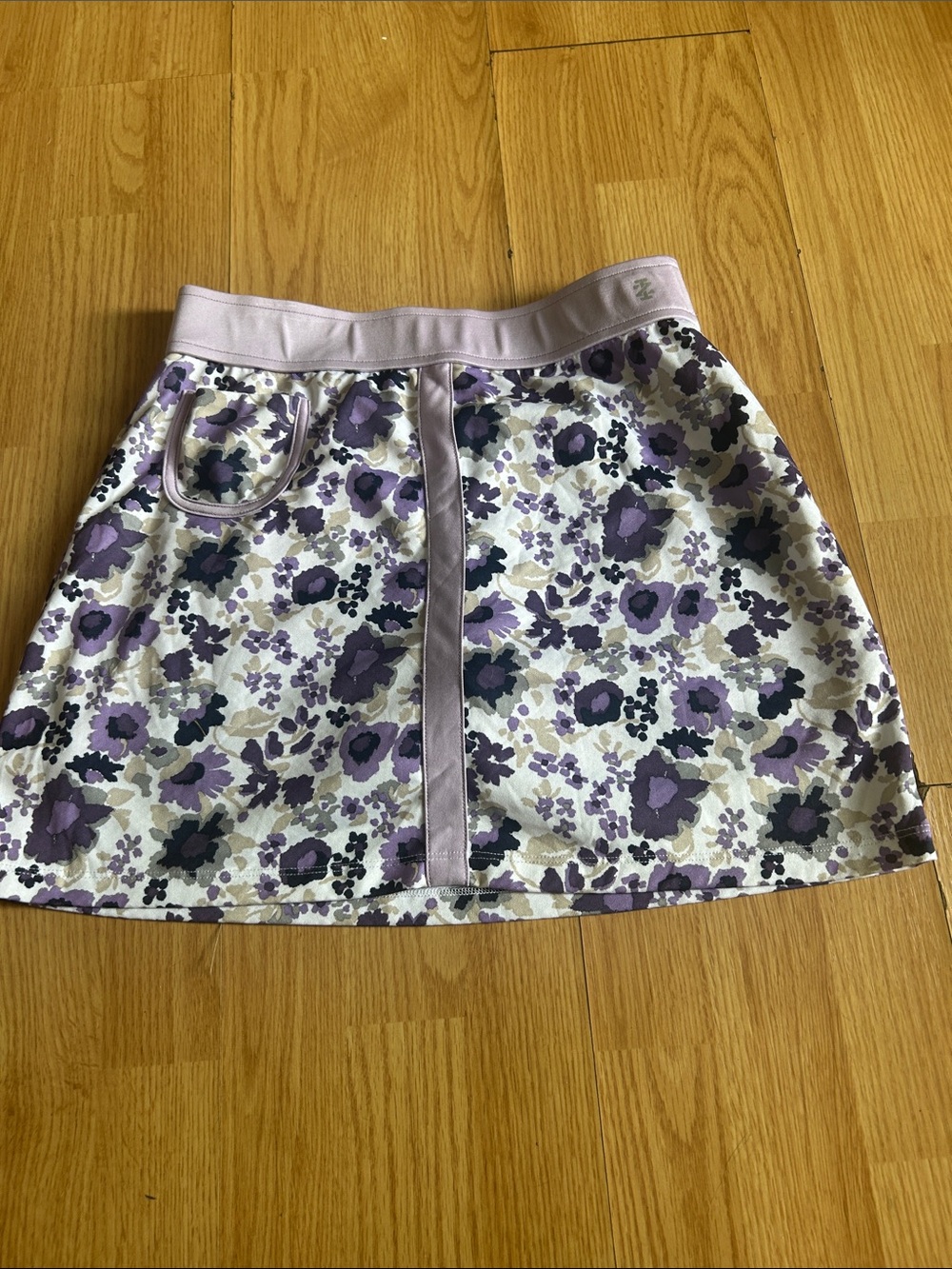 Purple Floral Mini Skirt with Lilac Trim